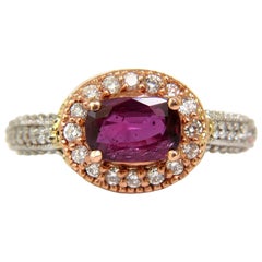 2.78 Carat Natural Fine Purple Red Ruby Diamond Ring 14 Karat G/Vs*