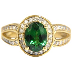 Diamants Tsavorite ovale vert menthe vif naturel à double tige Ri de 2,78 carats