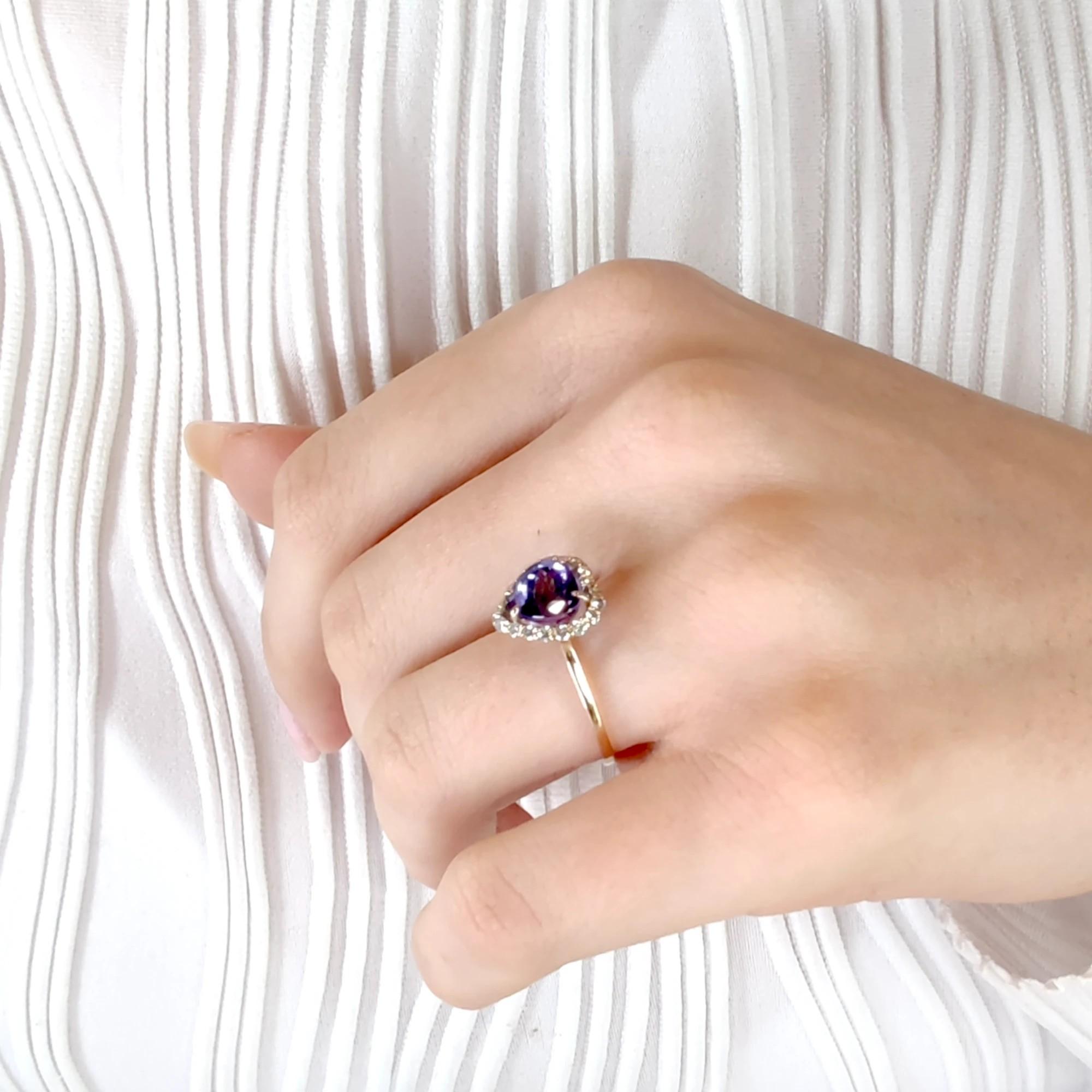 2.78 Carat Natural Tanzanite -Diamond Engagement Ring -14K Gold – Pear Cut For Sale 1