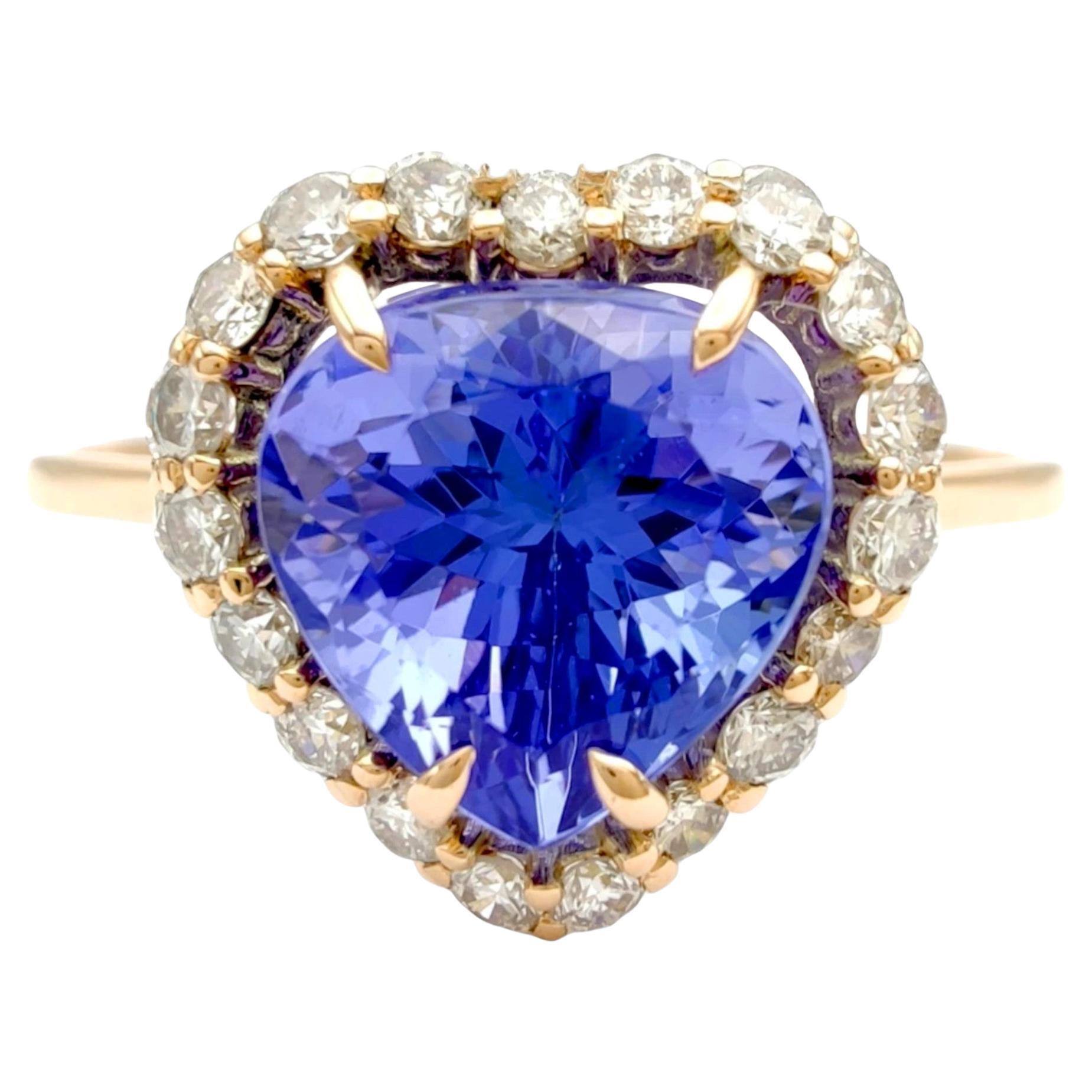 Anello di fidanzamento con diamante di 2,78 carati di tanzanite naturale - Oro 14K - Taglio a pera