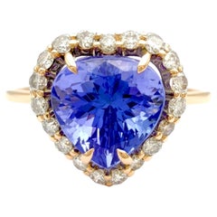 Anello di fidanzamento con diamante di 2,78 carati di tanzanite naturale - Oro 14K - Taglio a pera