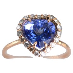 2.78 Carat Pear Cut Natural Tanzanite and Diamond 14k Gold Engagement Ring