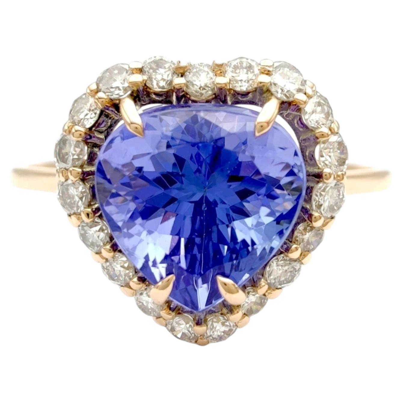 2,78 Karat Birnenschliff Natürlicher Tansanit und Diamant 14k Gold Verlobungsring