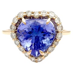 2.78 Carat Pear Cut Natural Tanzanite and Diamond 14k Gold Engagement Ring