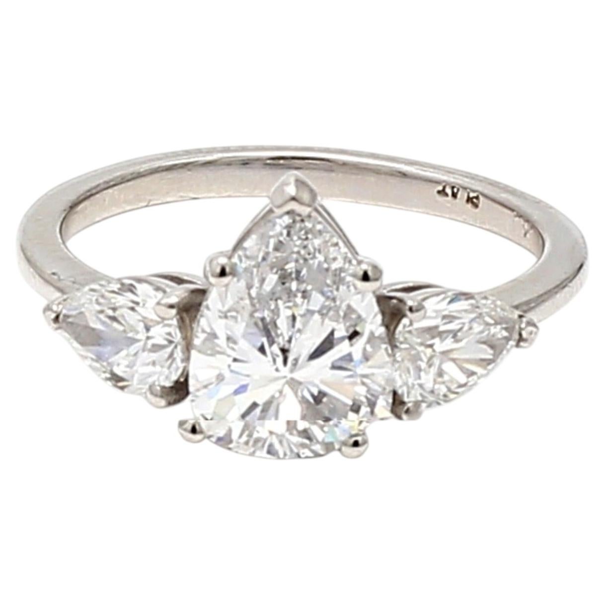 2.78 Carat Pear Shape D-I SI2-SI1 Diamond Platinum Engagement Ring