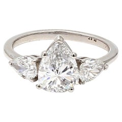 2.78 Carat Pear Shape D-I SI2-SI1 Diamond Platinum Engagement Ring