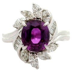 Anillo de Platino con Diamante Zafiro Rosa-Púrpura de 2,78 Quilates, Certificado GIA