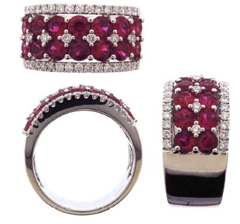 2.78 Carat Round Ruby and 0.45 Carat Diamond Ring in 14k White Gold In New Condition For Sale In New York, NY