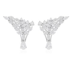 2.78 Carat SI/H Marquise Pear Round Diamond Earrings 14 Karat White Gold Jewelry