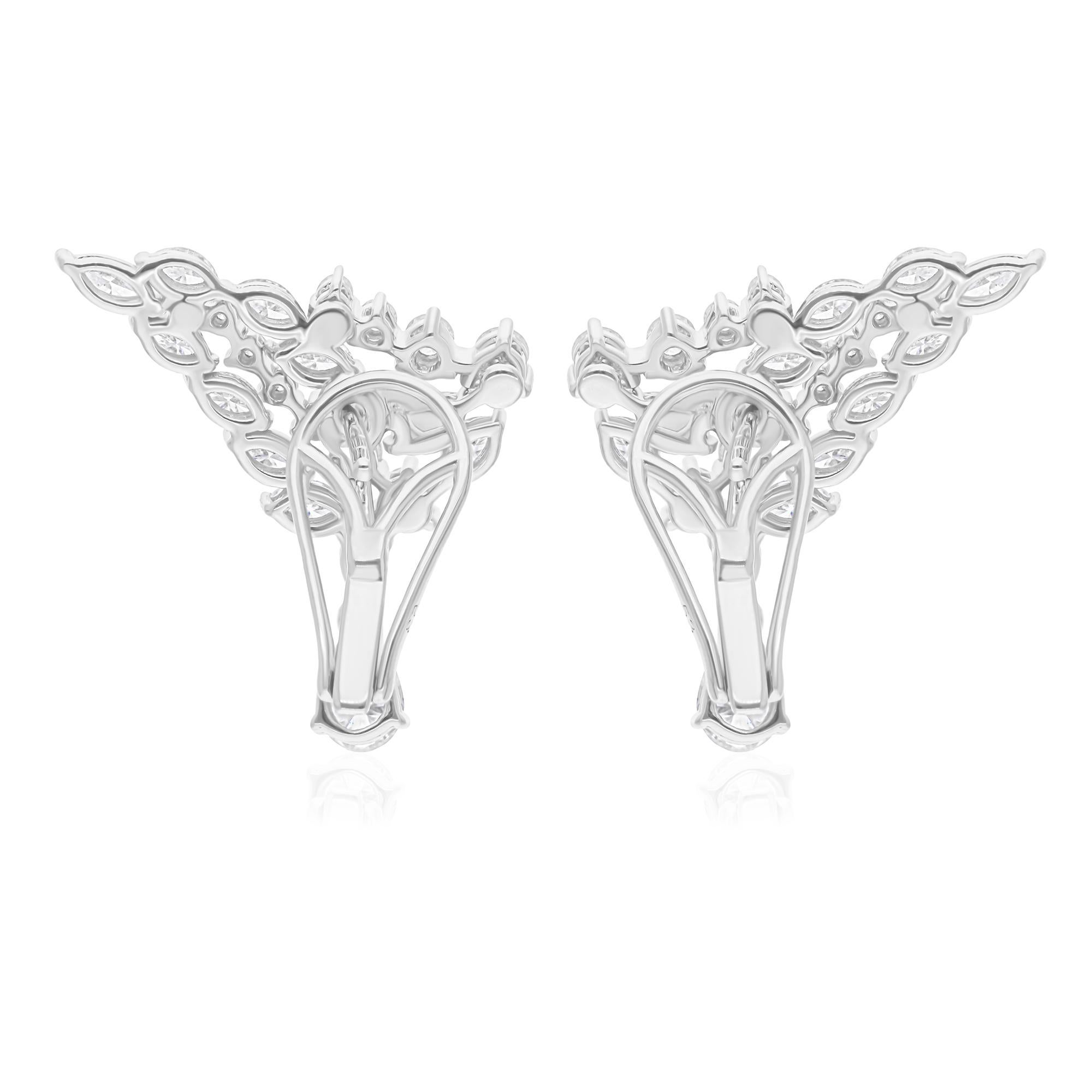 2.78 Carat SI/H Marquise Pear Round Diamond Earrings 18 Karat White Gold Jewelry In New Condition For Sale In Diera, Dubai