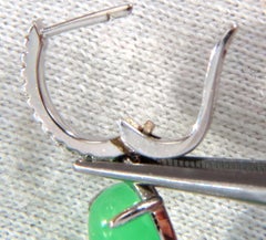 27.80 Carat Green Quartz Diamond Dangle Earrings 14 Karat*