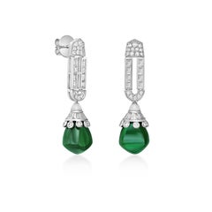 Orecchini a goccia con tormalina verde da 27,83 carati in 18KWG e diamante di Sunita Nahata.