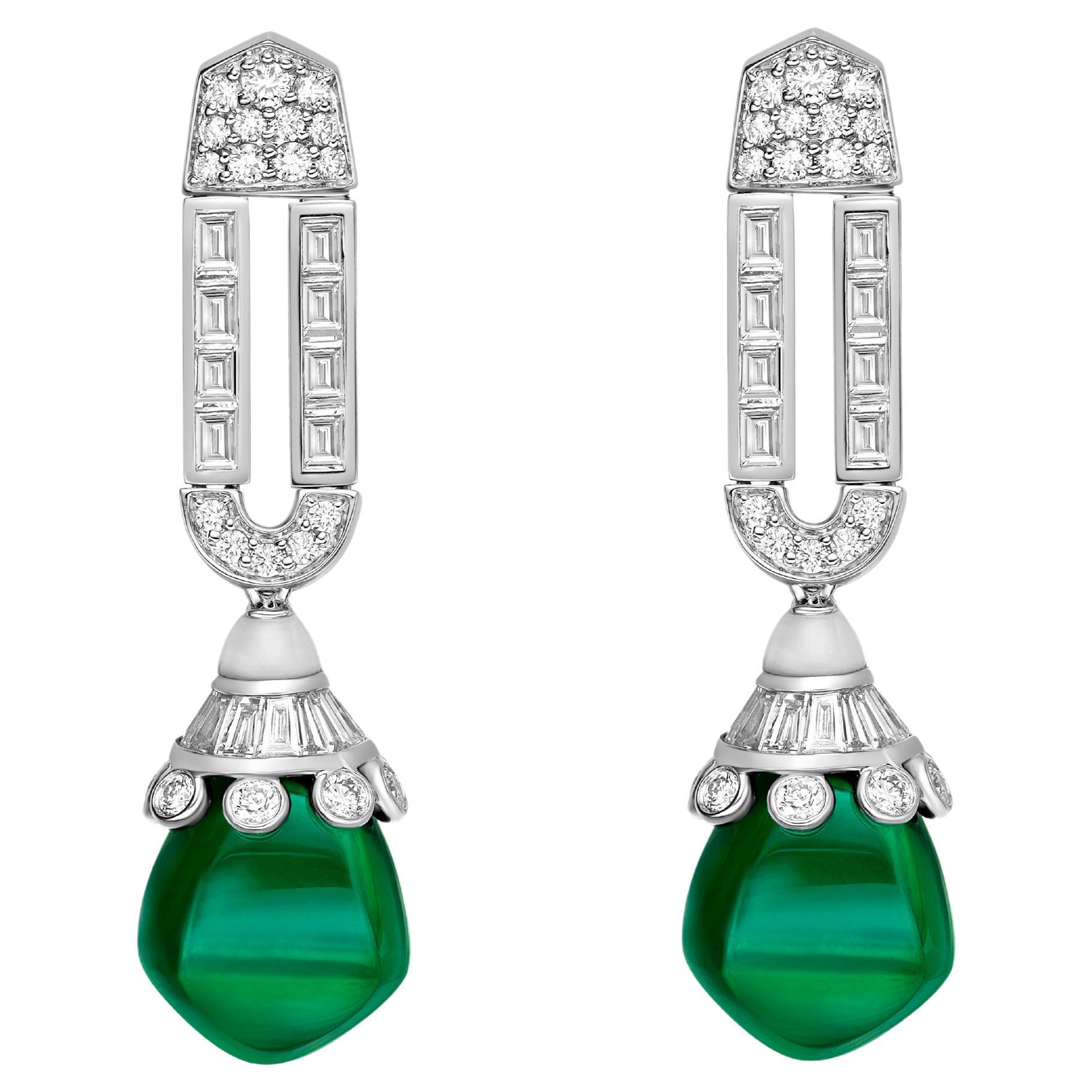Waterdrop Green Tourmaline Dangle Earrings – Lab-Created Platinum Plated Copper