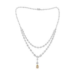 27,83ctw zertifizierte Diamanten beschlagene doppelte Schicht Hochzeit Halskette 14k Weißgold