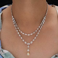 27.83ctw Certified Diamond Studded Double Layer Wedding Necklace 18k White Gold