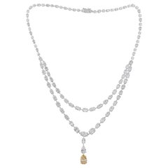 27.83ctw Certified Diamond Studded Double Layer Wedding Necklace 18k White Gold