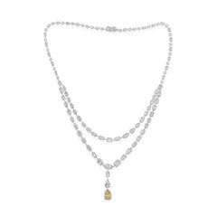 27.83ctw Certified Diamond Studded Double Layer Wedding Necklace Or blanc 18k