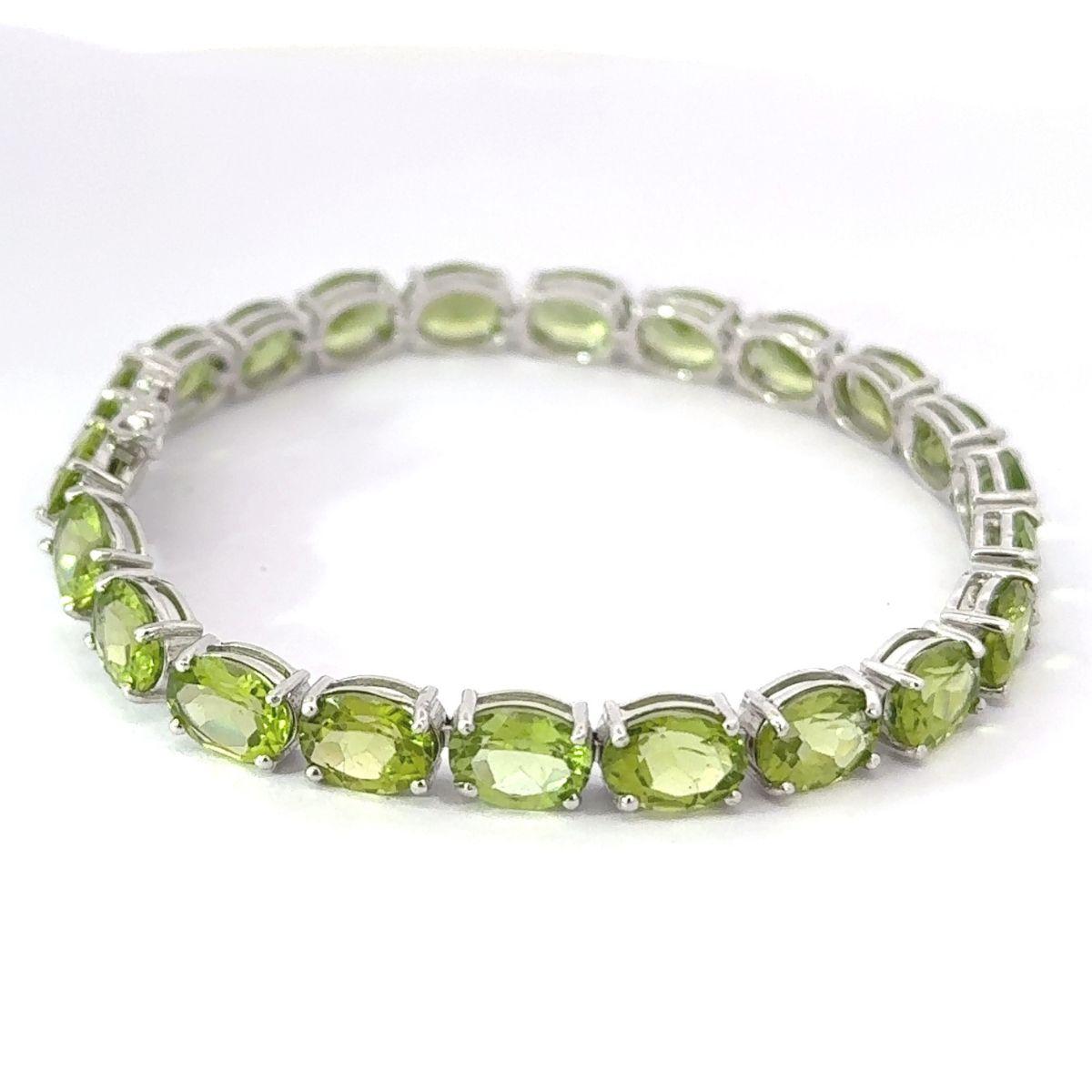 Art Déco 27,85 carati di peridoto taglio ovale in argento 925 Bracciale da tennis per mamma regalo in vendita