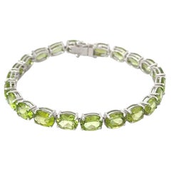 27.85 Carat Oval Cut Peridot in 925 Silver Tennis Bracelet for Women Gift