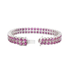 27.88 Carat Ruby Tennis Bracelet in 18 Karat White Gold