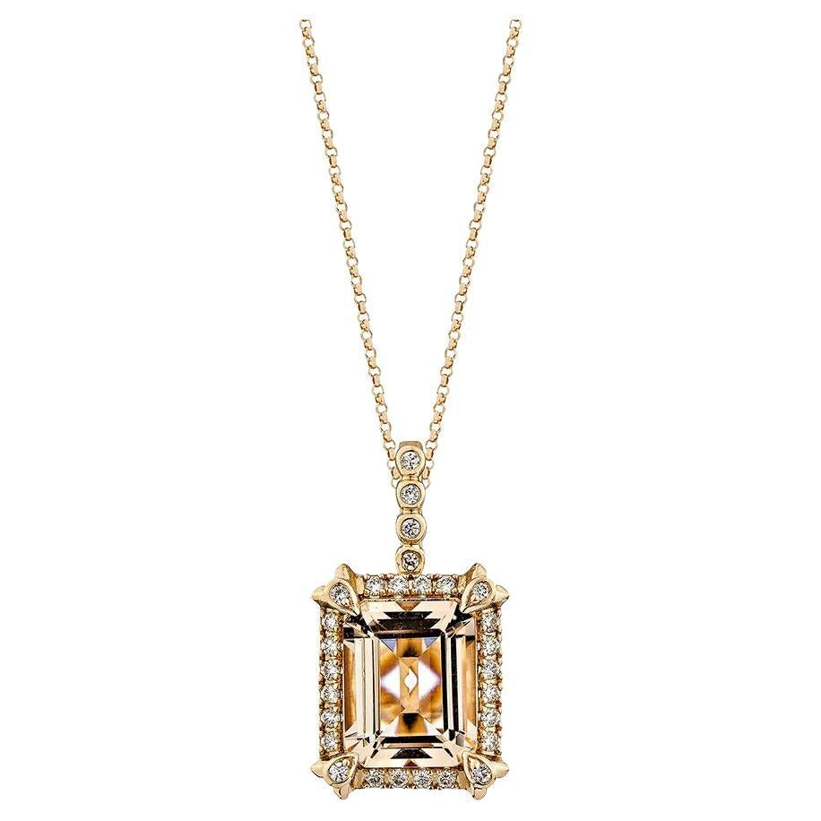 Sunita Nahata Morganite 2.78ct. Pendant in 18Karat Rose Gold with Diamond.