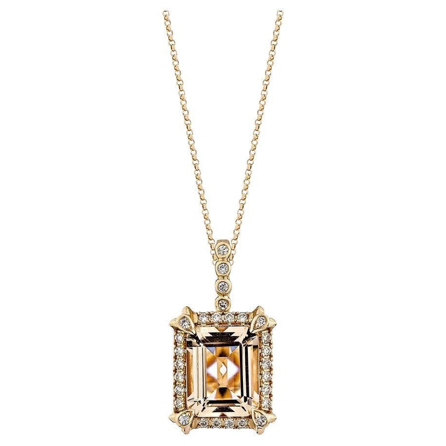 2.789 Carat Morganite Pendant in 18Karat Rose Gold with White Diamond.