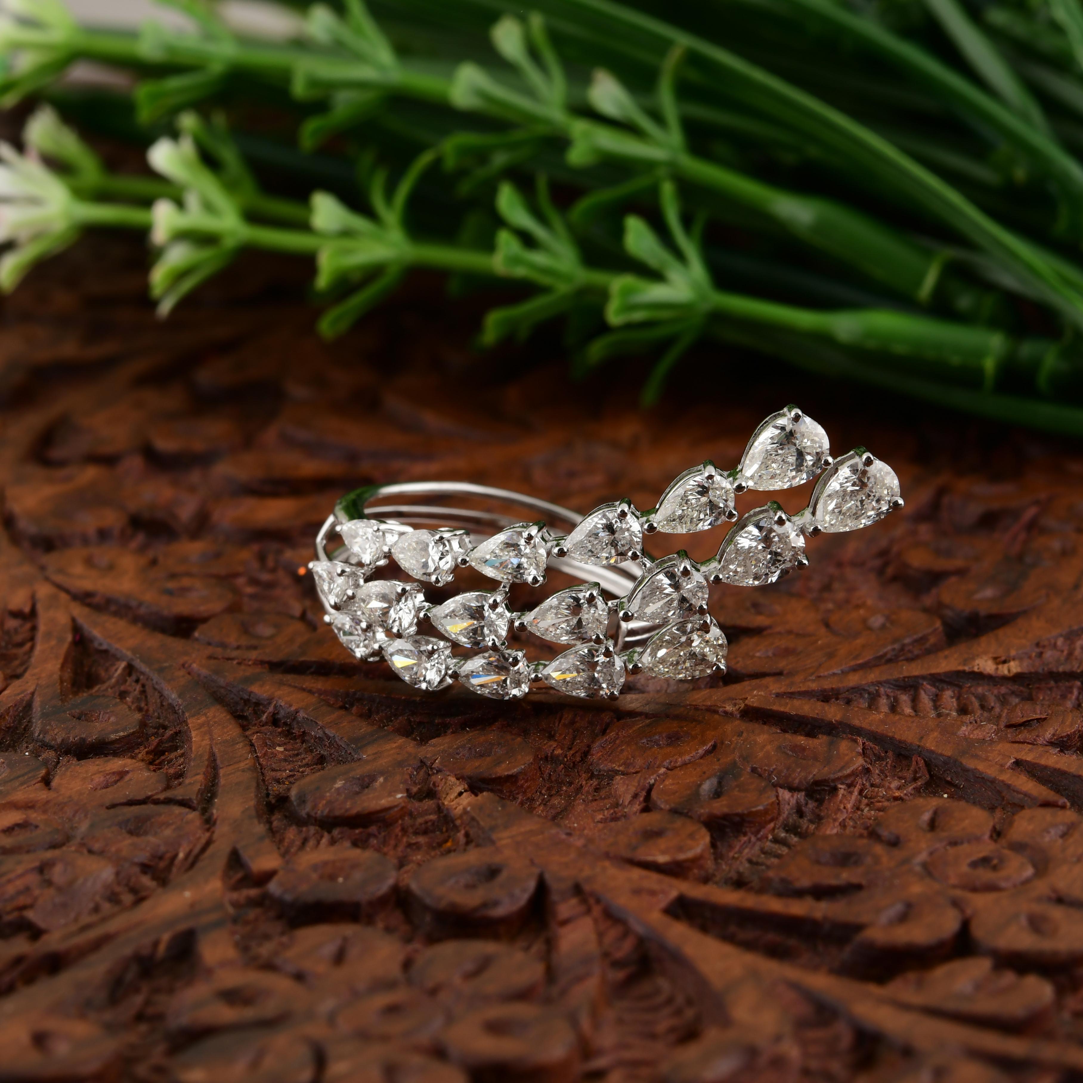 En venta: Anillo de compromiso de diamantes de cóctel de varias filas de 2,78 quilates Anillo de oro blanco macizo de 18 quilates  4