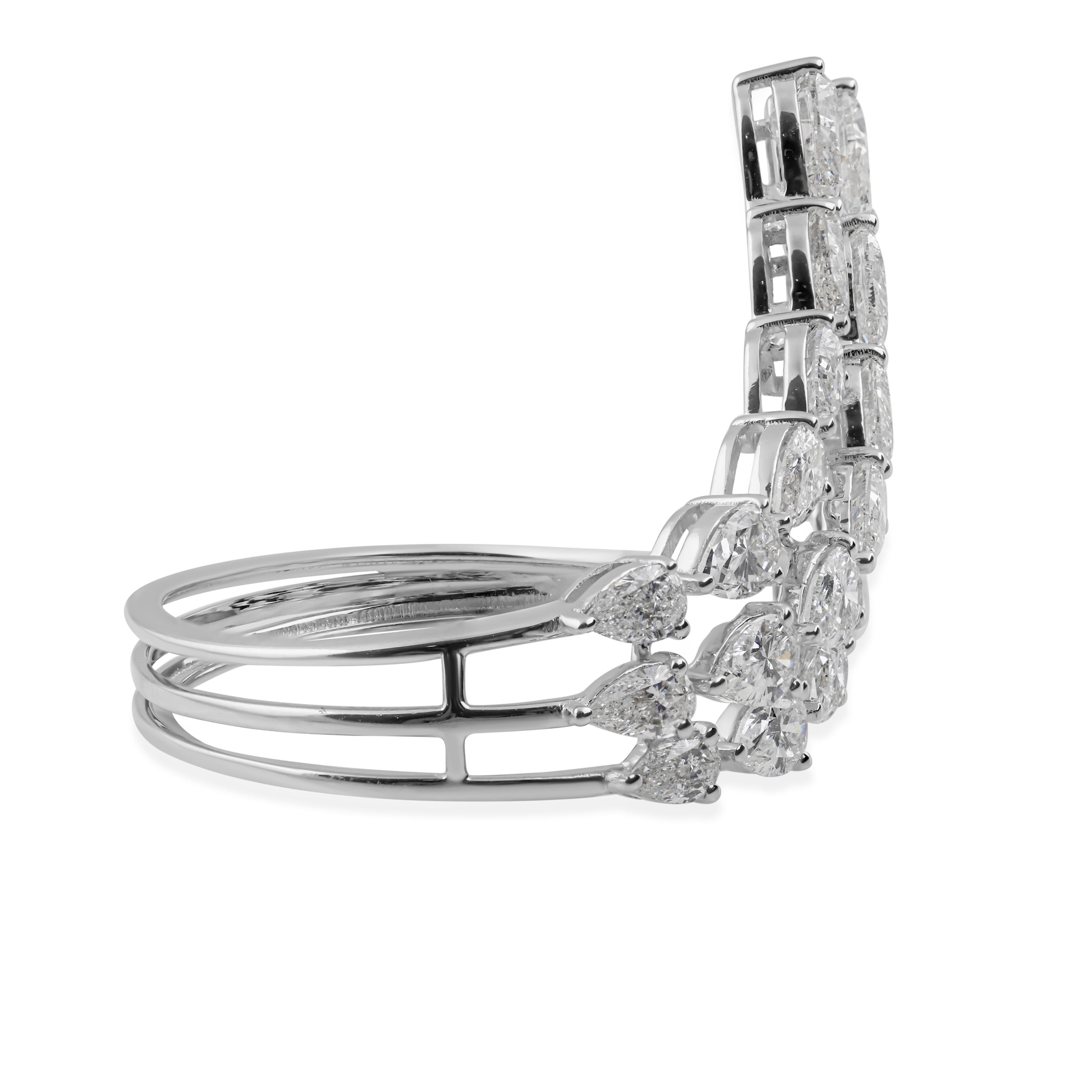 En venta: Anillo de compromiso de diamantes de cóctel de varias filas de 2,78 quilates Anillo de oro blanco macizo de 18 quilates  5