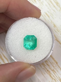 2.78ct Yellowish Green Colombian Emerald 8.5x7.9mm Asscher Cut Genuine May