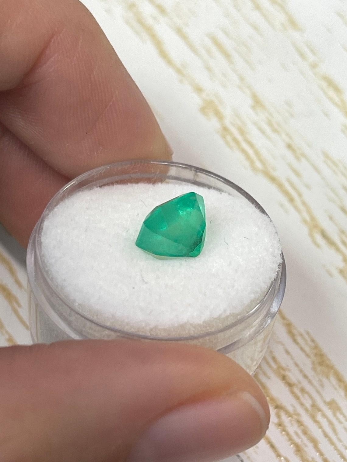 2.78ct Yellowish Green Colombian Emerald 8.5x7.9mm Asscher Cut Genuine May For Sale 1