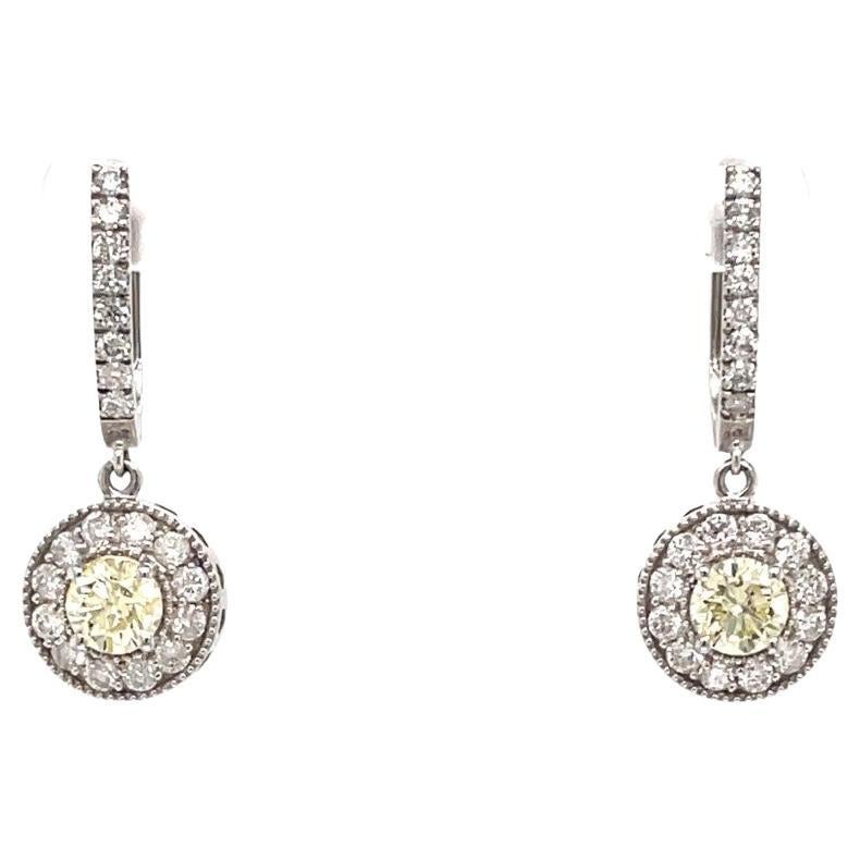 2.78tcw Yellow and White Diamond Dangle Earrings For Sale