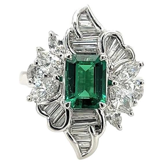 2.79 Carat Emerald and Diamond Ring on PT900 Platinum For Sale