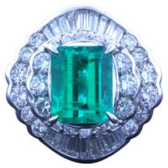 2.79 Carat Emerald Diamond Platinum Ring