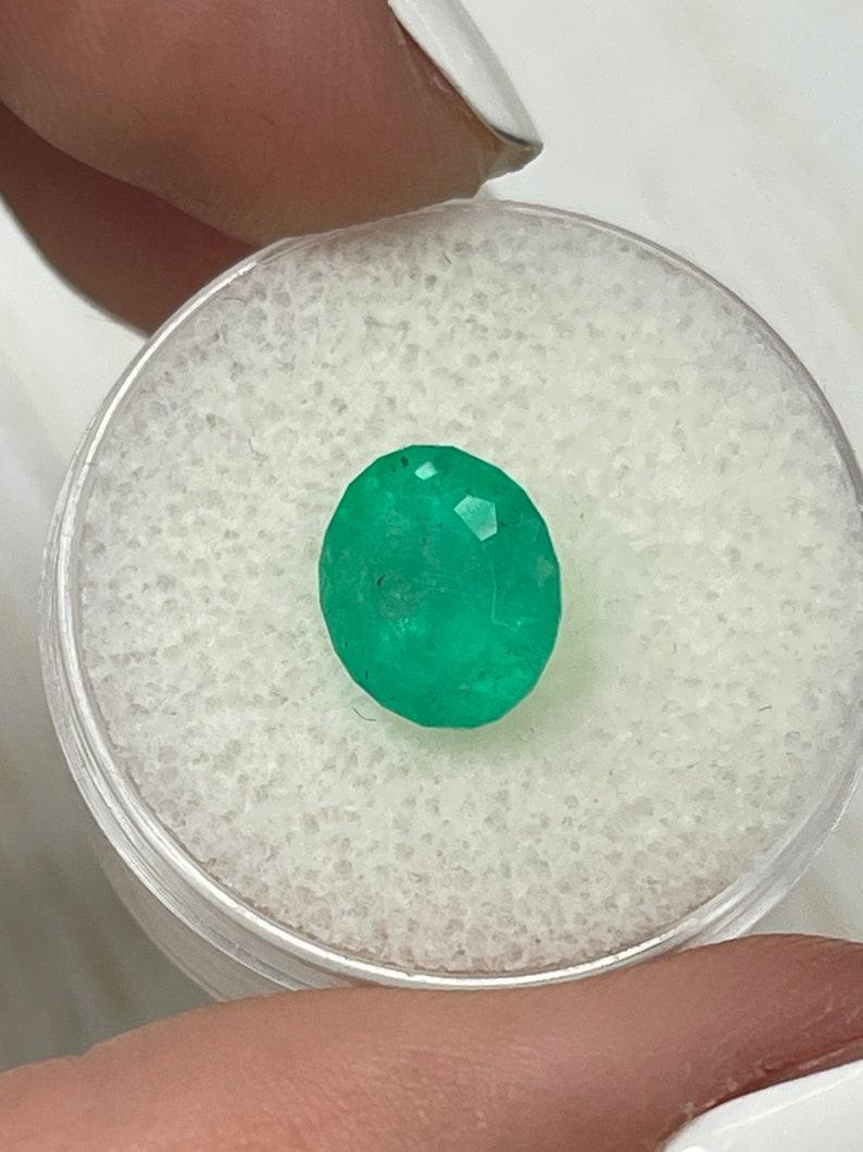 2.79 Carat Medium Green Colombian Emerald Oval Cut - May Birthstone Gem For Sale 2