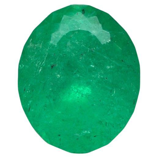 2.79 Carat Medium Green Colombian Emerald Oval Cut - May Birthstone Gem For Sale