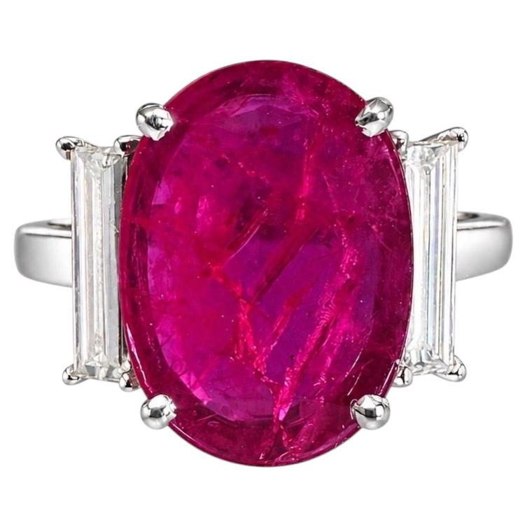 2.79 Carat Mozambique Ruby Diamond Ring in 18 Karat White Gold For Sale