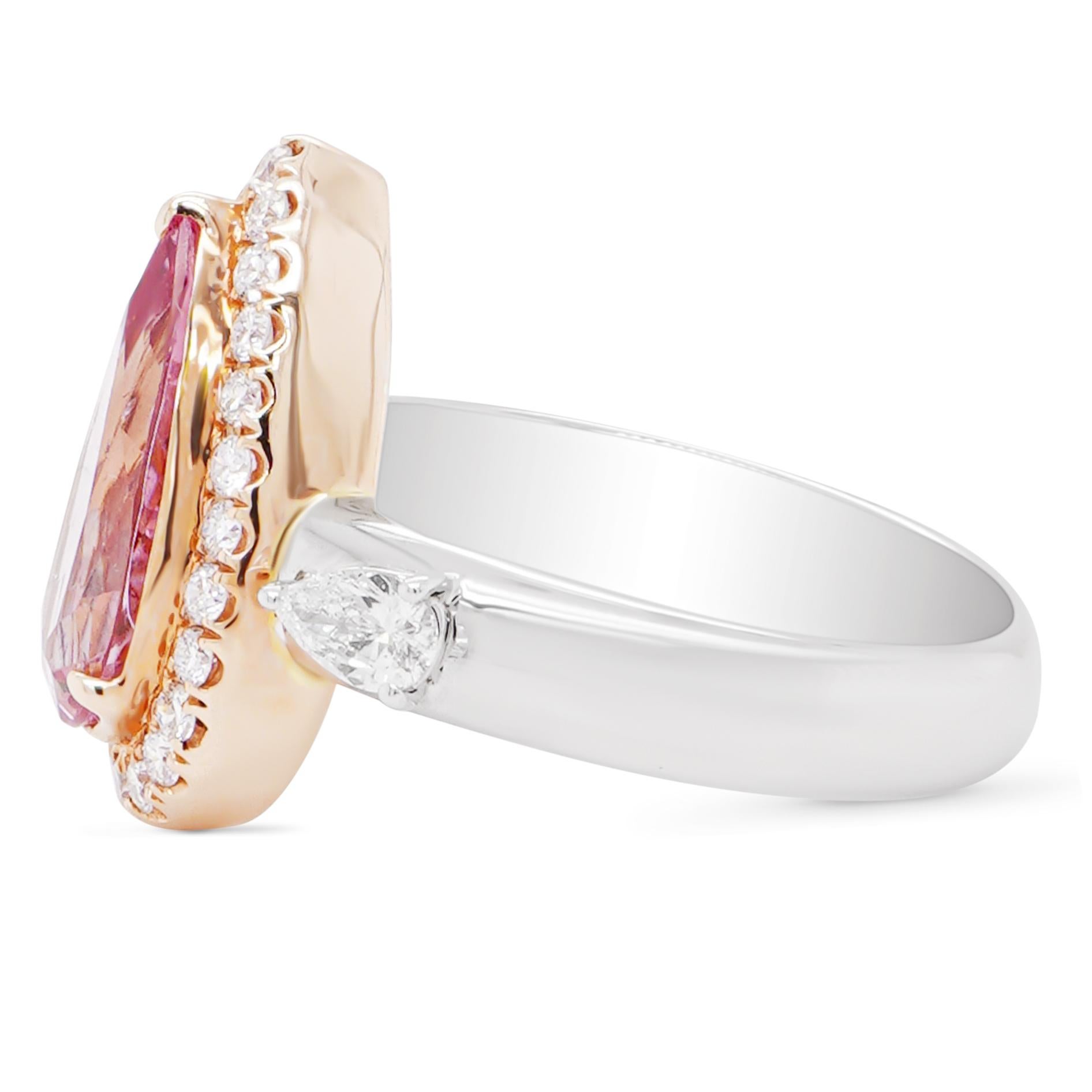 Art Nouveau 2.79 Carat No Heat Bubble Gum Pink Spinel & Diamond Solitaire 18K Ring  For Sale