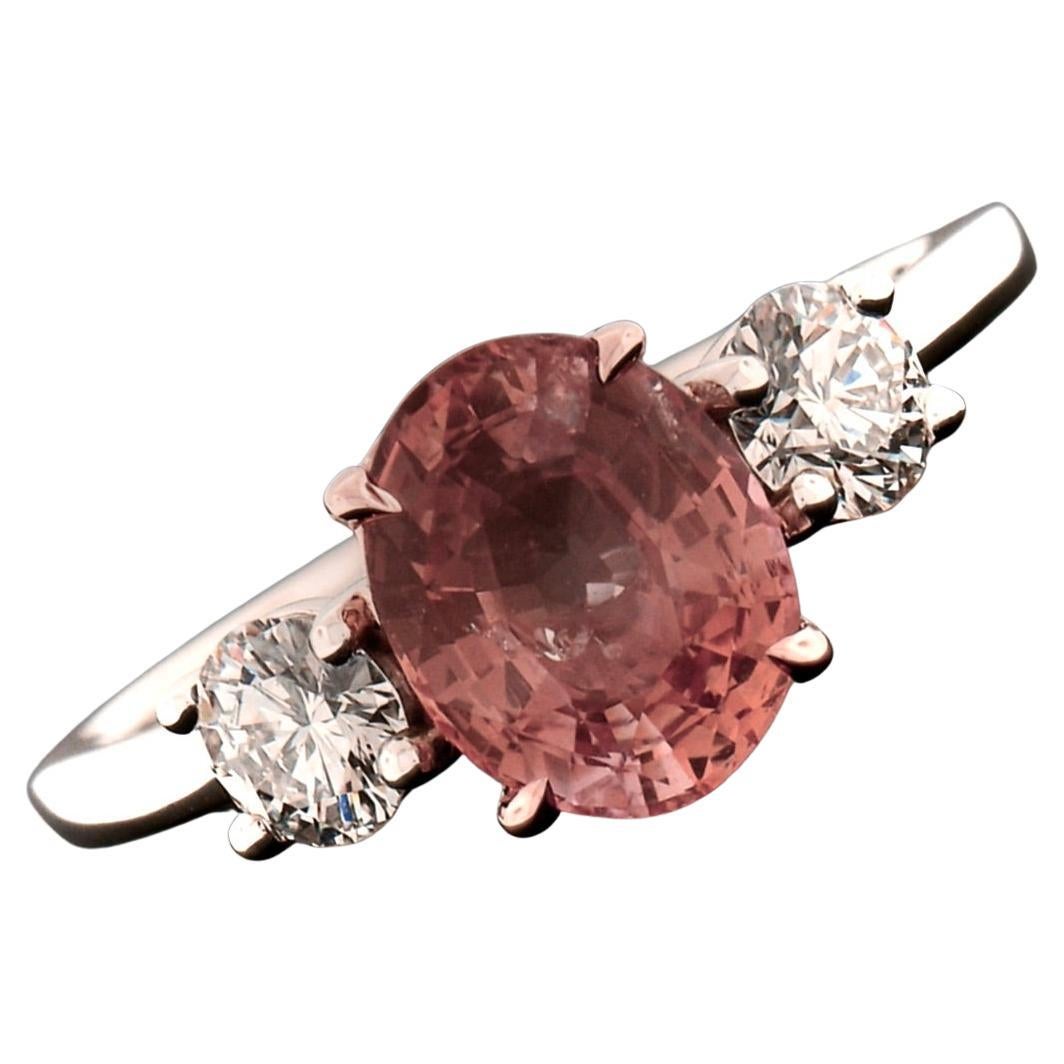 2.79 Carat Oval Sri Lankan Padparadscha Sapphire Cocktail Engagement Ring