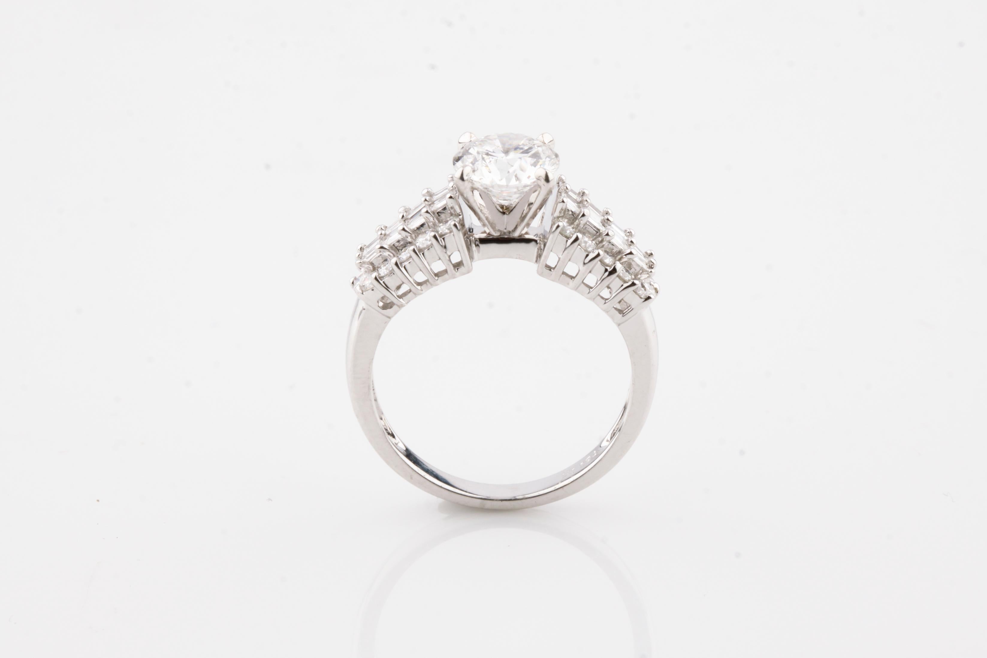 Round Cut 2.79 Carat Round Brilliant Diamond 18 Karat White Gold Engagement Ring