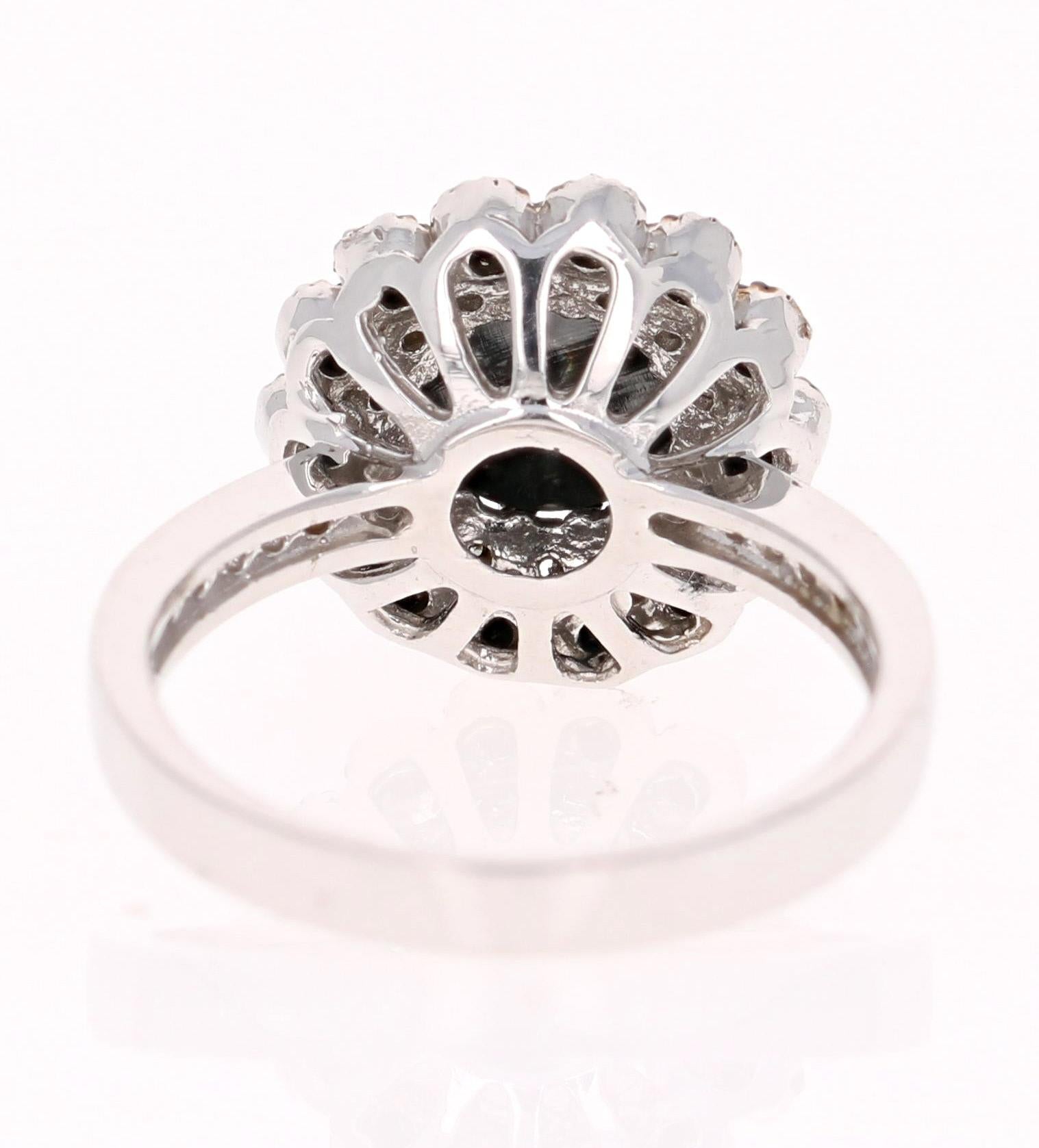 2.79 Carat Round Cut Black Diamond White Gold Bridal Ring In New Condition In Los Angeles, CA