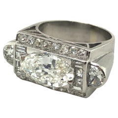 2.79 Carats Marquise-Shape Diamond and Platinum Art Deco Dress Ring, circa 1930