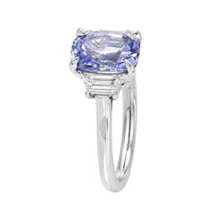2.79 Ct Violet Blue Sapphire Cushion Cut Platinum Engagement Ring - GIA