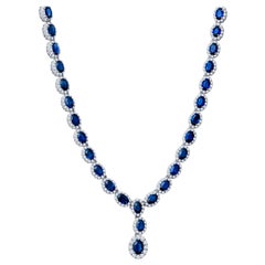 Collier de saphirs ovales de 27,95 carats et diamants ronds de 7,08 carats