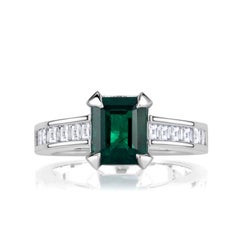 2.79ct Emerald Cut Green Emerald Engagement Ring