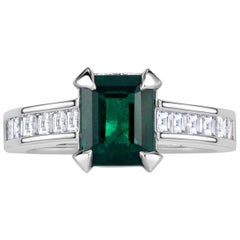 2.79ct Emerald Cut Green Emerald Engagement Ring