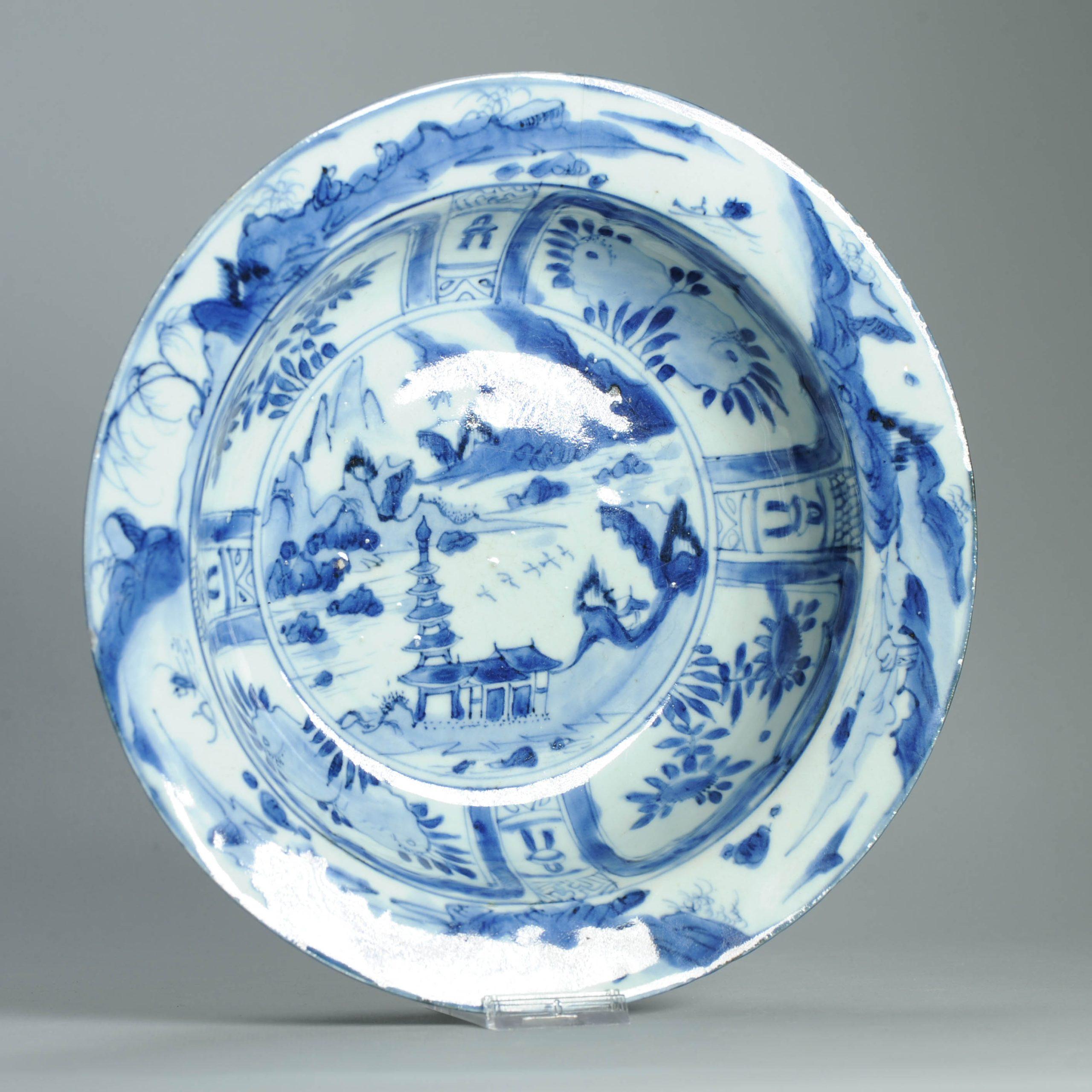 27CM LARGE Wanli Antike Ming Periode Chinesisch Porzellan Kraak Klapmuts im Angebot 5