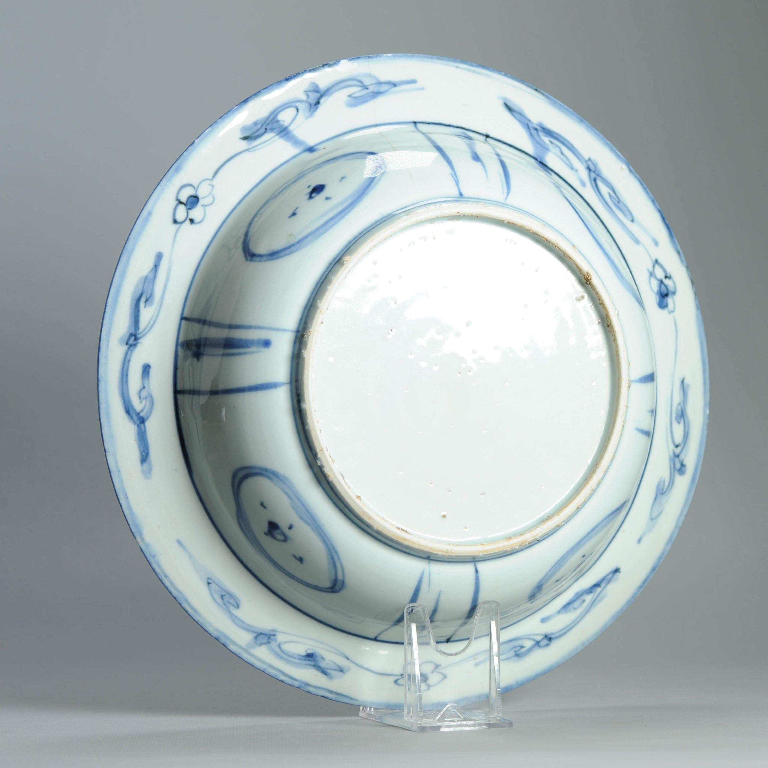 27CM LARGE Wanli Antike Ming Periode Chinesisch Porzellan Kraak Klapmuts im Angebot 6