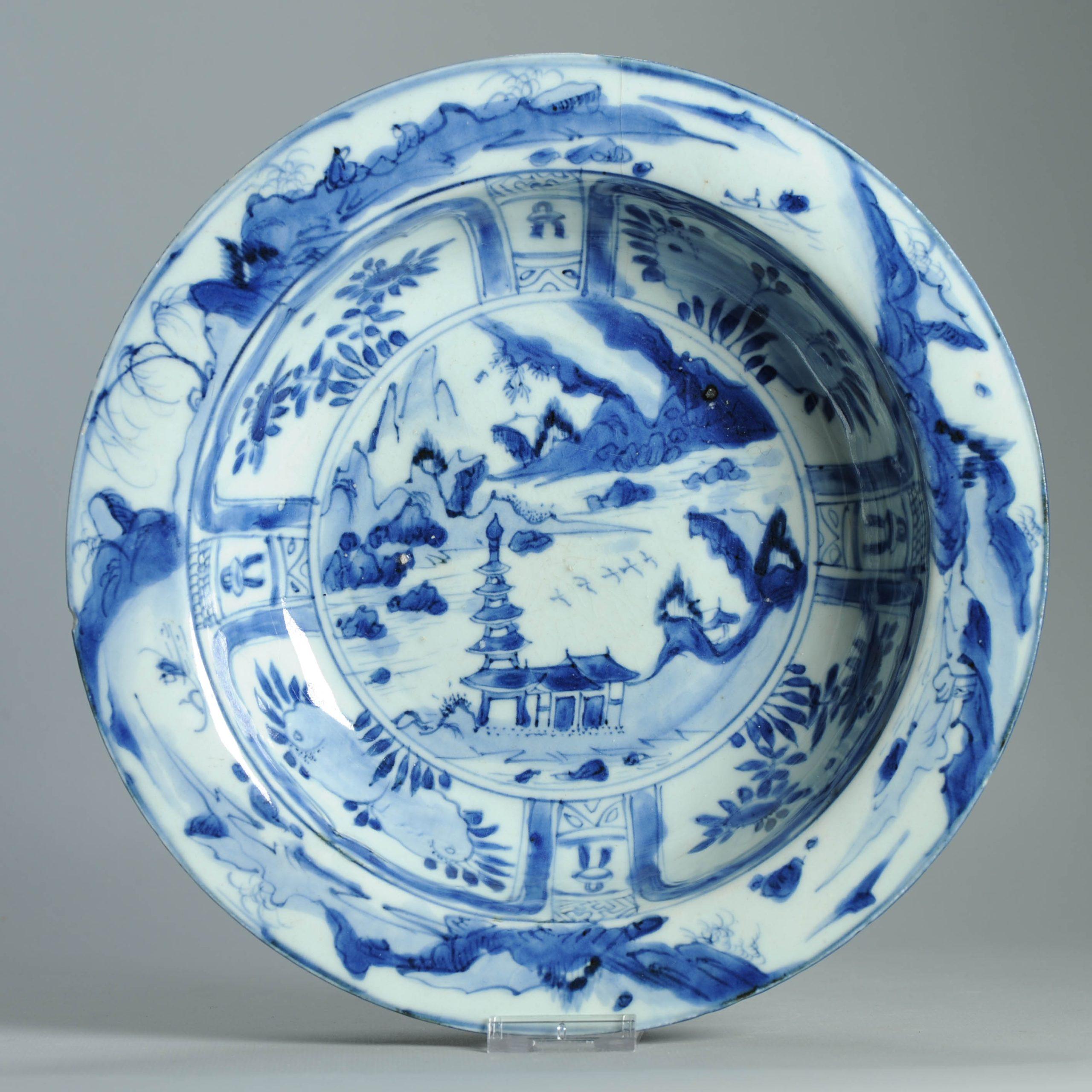 27CM LARGE Wanli Antike Ming Periode Chinesisch Porzellan Kraak Klapmuts im Angebot 7