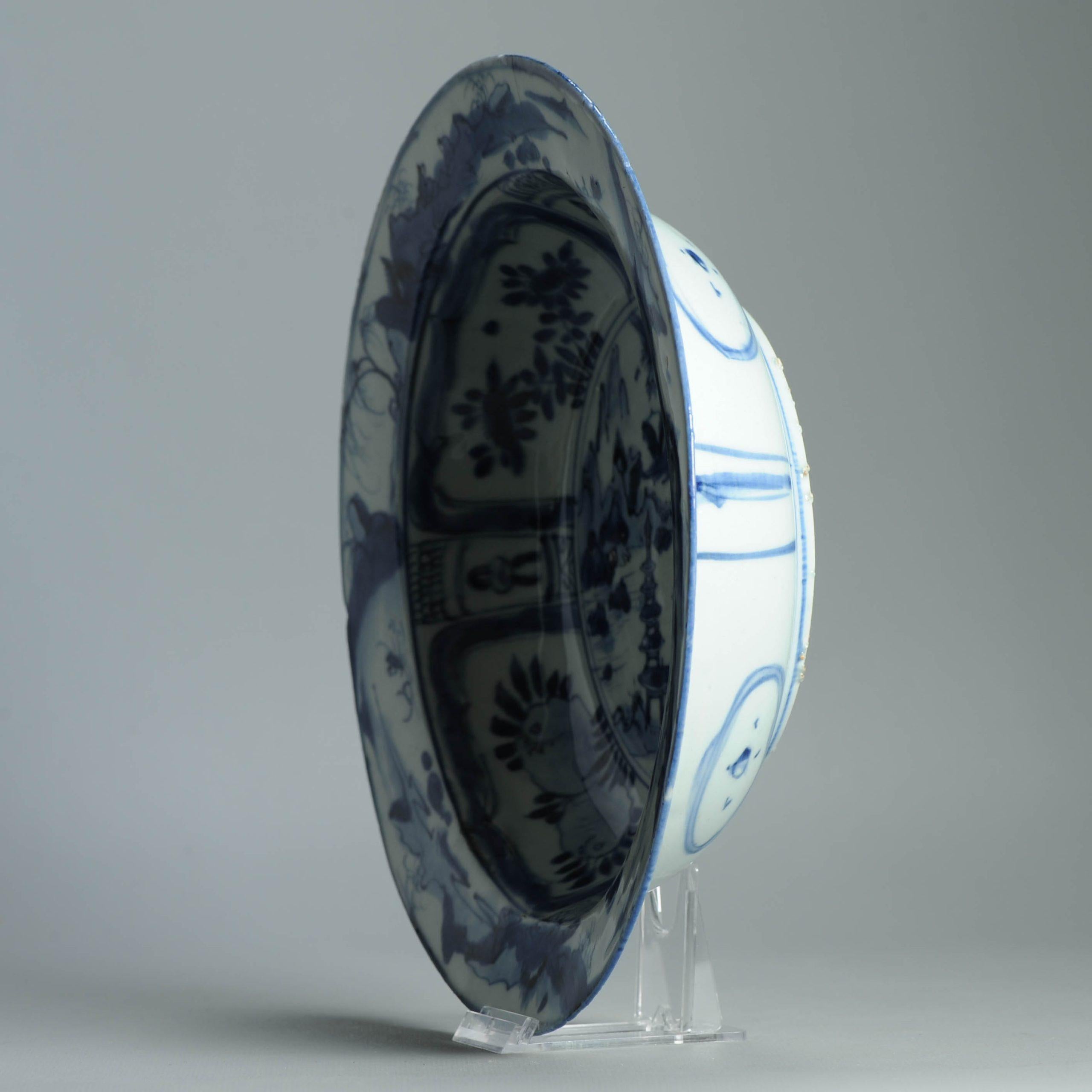 27CM LARGE Wanli Antike Ming Periode Chinesisch Porzellan Kraak Klapmuts im Angebot 9