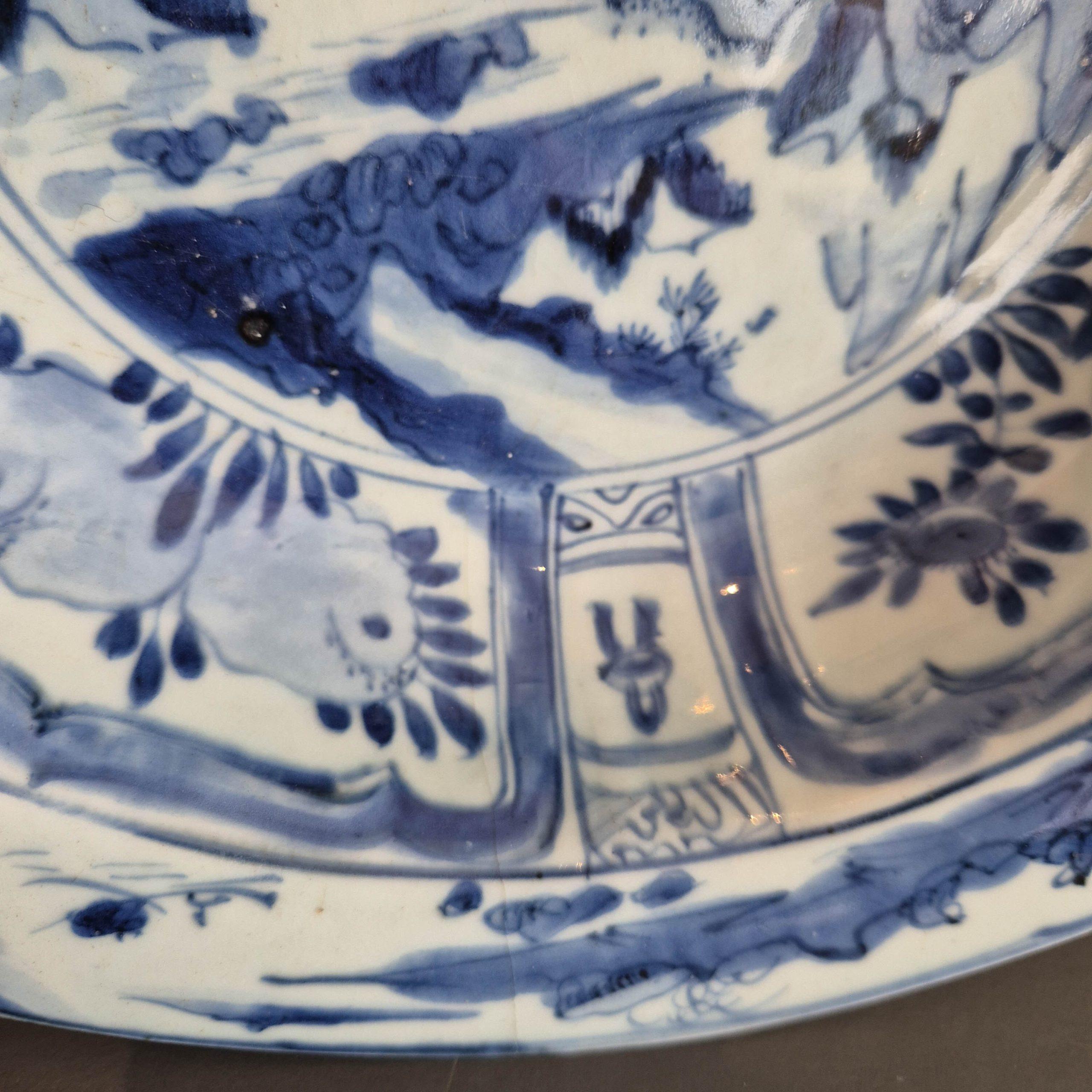 27CM LARGE Wanli Antike Ming Periode Chinesisch Porzellan Kraak Klapmuts im Angebot 12